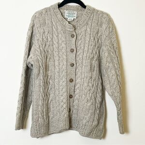 Vintage Cladyknit Button- Down Cable Knit Grandpa Cardigan 100% Merino Wool, Sm